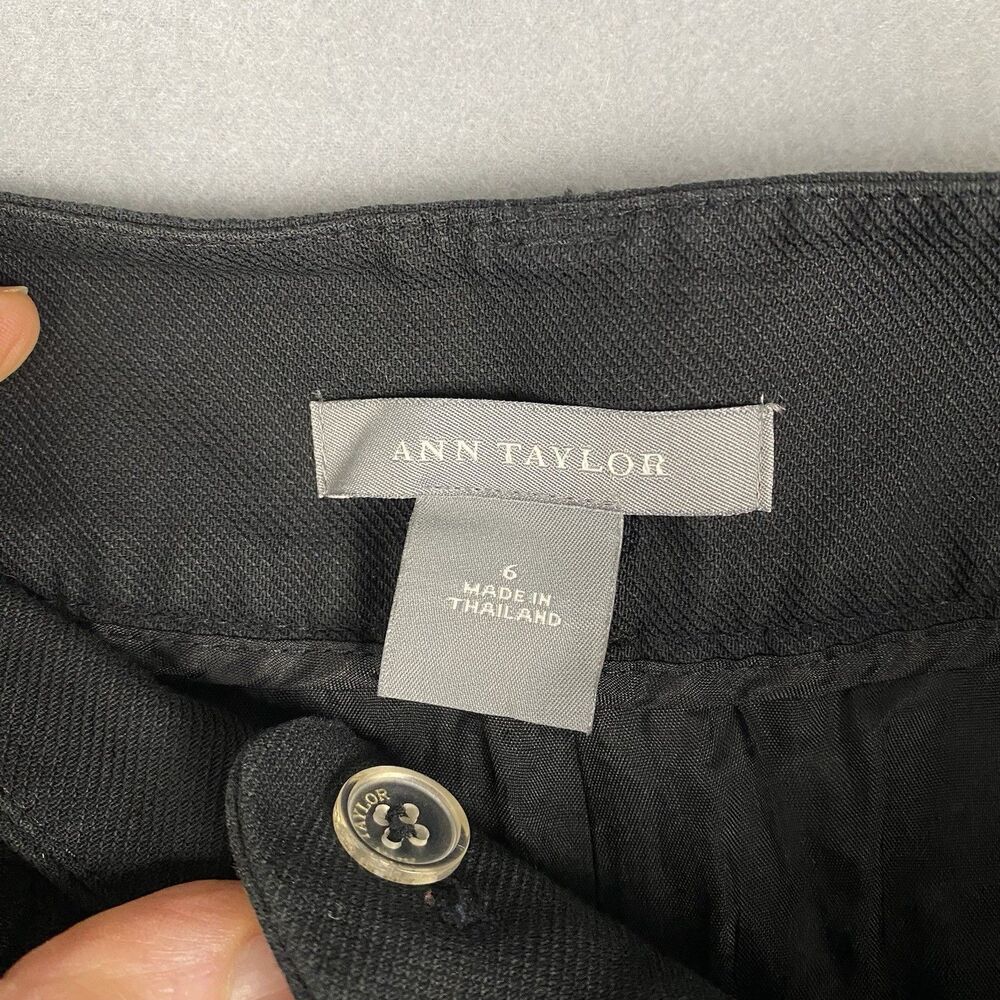 Ann Taylor Black Textured Cotton Tailored Crop Pants Womens‎ 6 - Picture 3 of 3